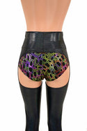 Black Holographic High Waist Chaps  (shorts not included) - 7