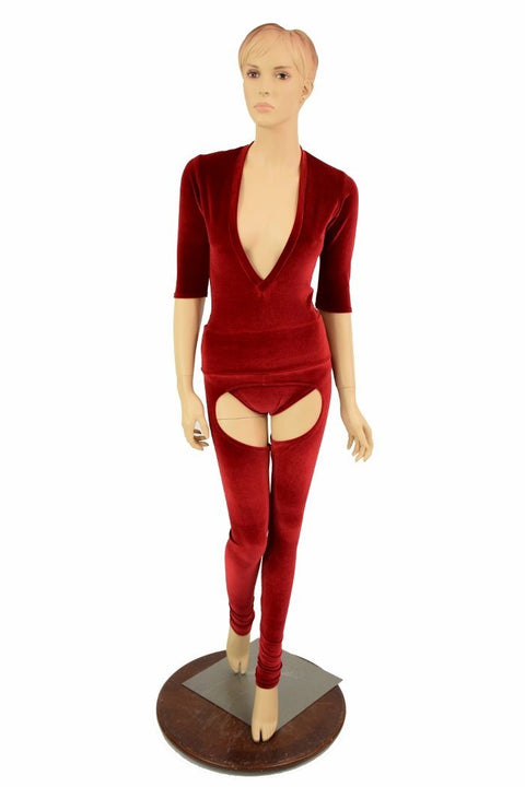 2PC Red Velvet Chaps Set - Coquetry Clothing