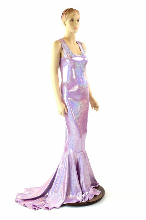 Lilac Holographic Puddle Train Gown - Coquetry Clothing