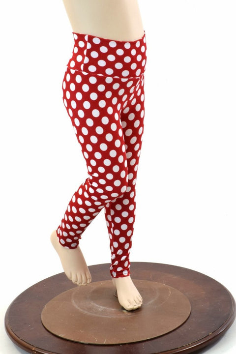 Kids Red & White Polka Dot Leggings - Coquetry Clothing