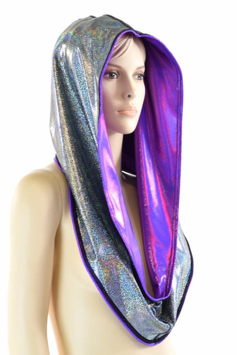 Grape & Silver Reversible Infinity Festival Hood - Coquetry Clothing