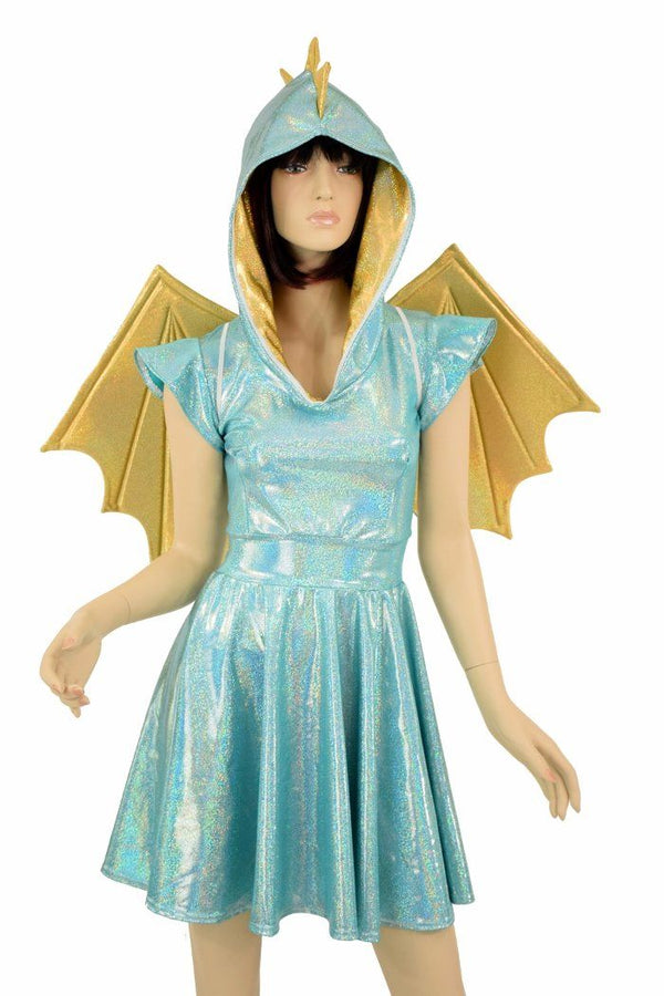 Dragon Hoodie Skater Dress with Wireless Wings - 1