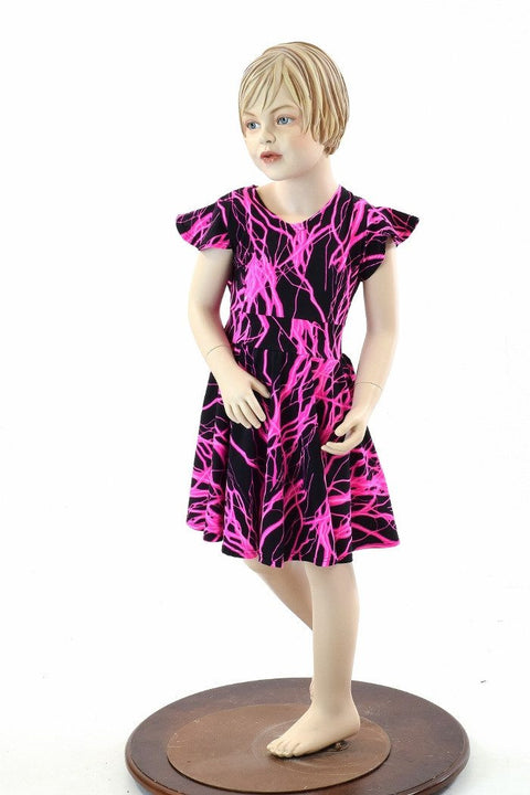 Girls Pink Lightning Skater Dress - Coquetry Clothing