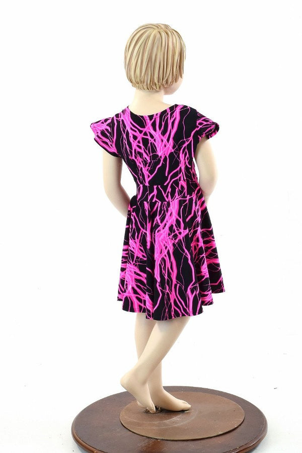 Girls Pink Lightning Skater Dress - 4