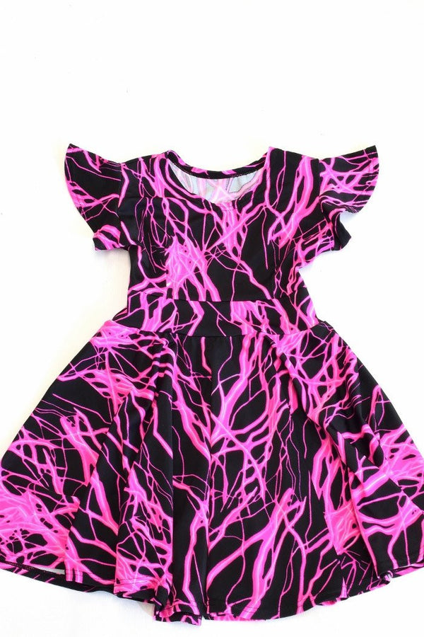 Girls Pink Lightning Skater Dress - 6