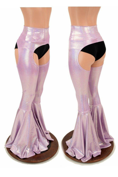 Lilac Holo Bell Bottom Flare Chaps (shorts sold separately) - Coquetry Clothing