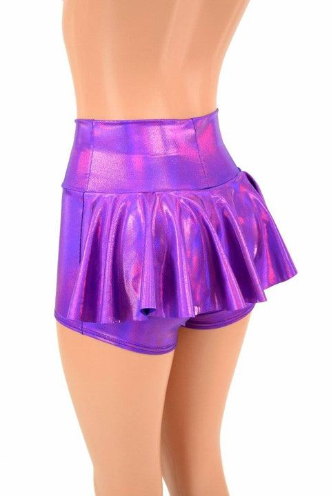 Grape Holographic Ruffle Rump Shorts - Coquetry Clothing