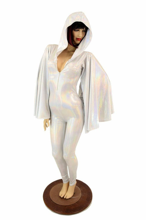 Flashbulb Catsuit with Fan Sleeve Wings - Coquetry Clothing