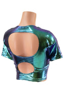 Tee Sleeve Window Crop Top in Scarab - 3