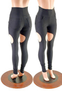 Black Zen Garter Leggings with Front and Back Pockets - 1