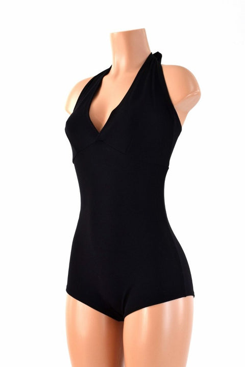 Black Zen Soft Knit "Monroe" Halter Romper - Coquetry Clothing