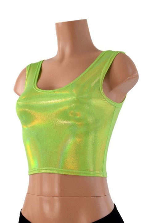 Lime Holographic Crop Top - Coquetry Clothing