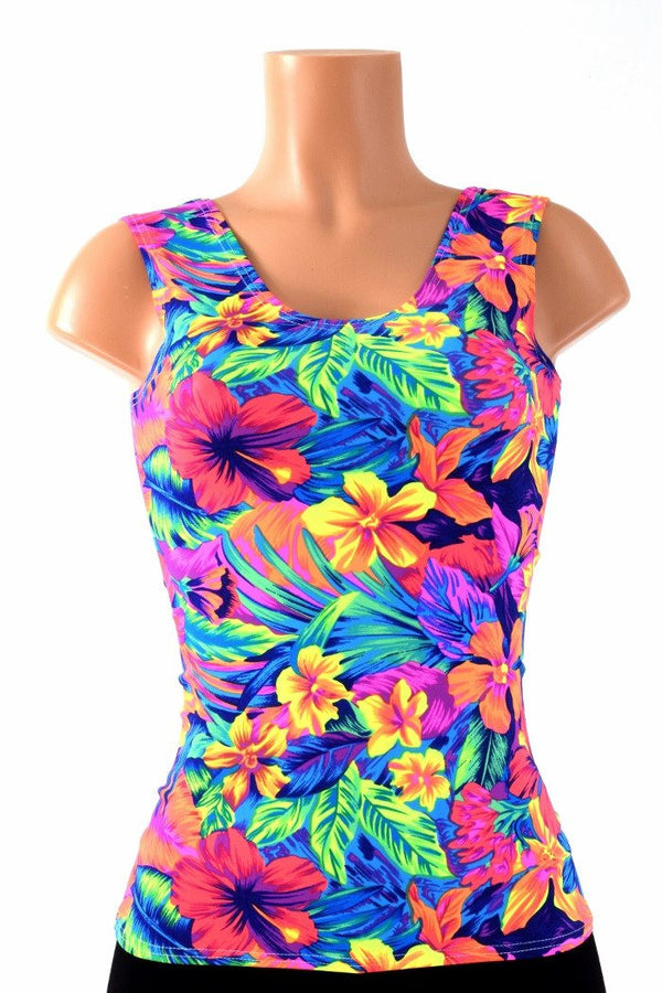 Full Length Scoop Neck Tahitian Floral Top - 3