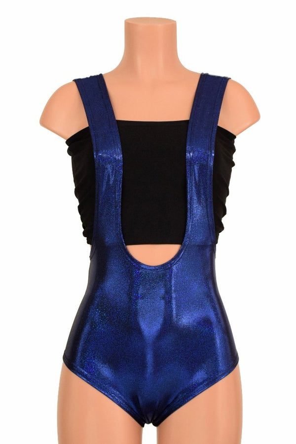 Blue Sparkly Jewel Suspender Romper - 6