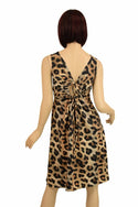 Leopard Print A-line Drawstring Keyhole Dress - 6