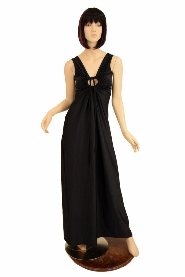 Smooth Black Grecian Gown - 2