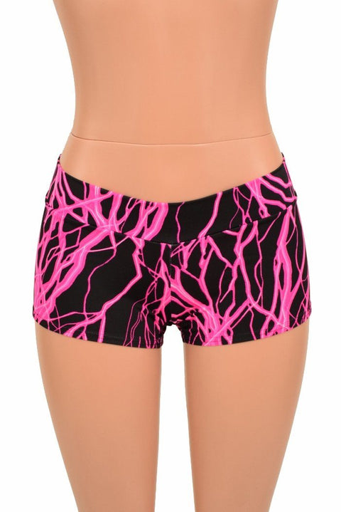 UV Glow Pink Lightning Lowrise Shorts - Coquetry Clothing