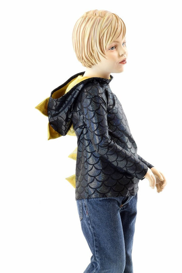 Childrens Black & Gold Dragon Hoodie - 5