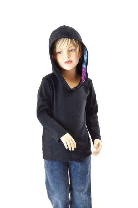Childrens Black Soft Knit Galaxy Hoodie - Coquetry Clothing