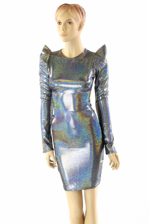 Silver Sharp Shoulder Dress - Coquetry Clothing