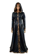 Open Front Breakaway Snap Gown with Reaper Hood and Leopard Trim - 4