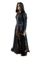 Open Front Breakaway Snap Gown with Reaper Hood and Leopard Trim - 5