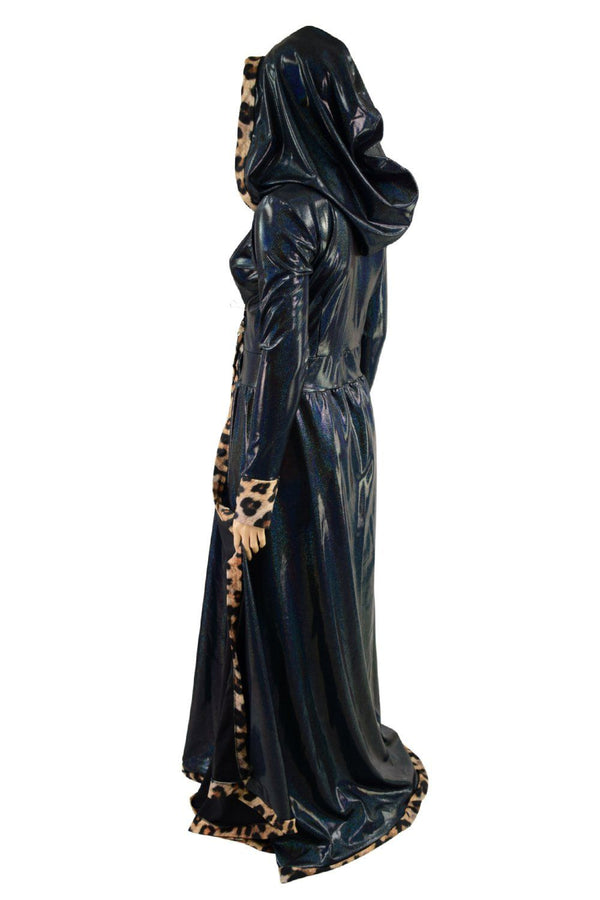 Open Front Breakaway Snap Gown with Reaper Hood and Leopard Trim - 6
