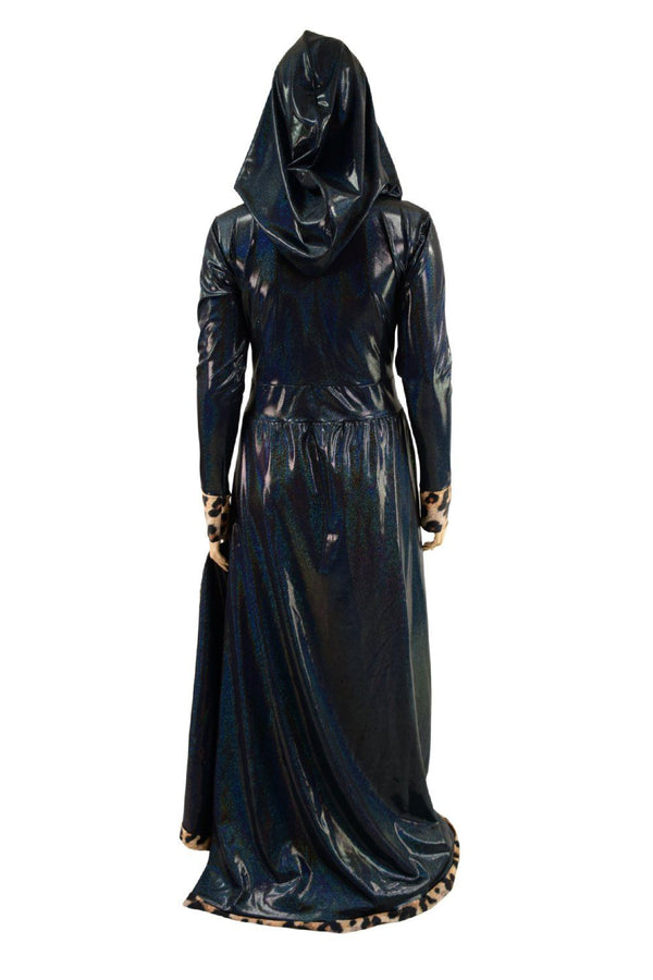Open Front Breakaway Snap Gown with Reaper Hood and Leopard Trim - 7