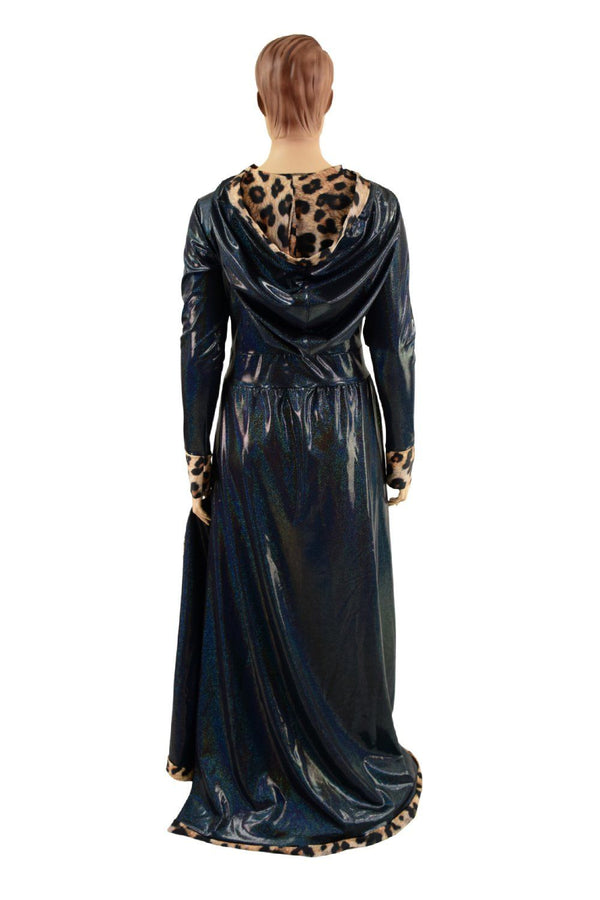 Open Front Breakaway Snap Gown with Reaper Hood and Leopard Trim - 8