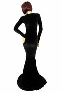 Black Velvet Long Sleeve Gown - 3