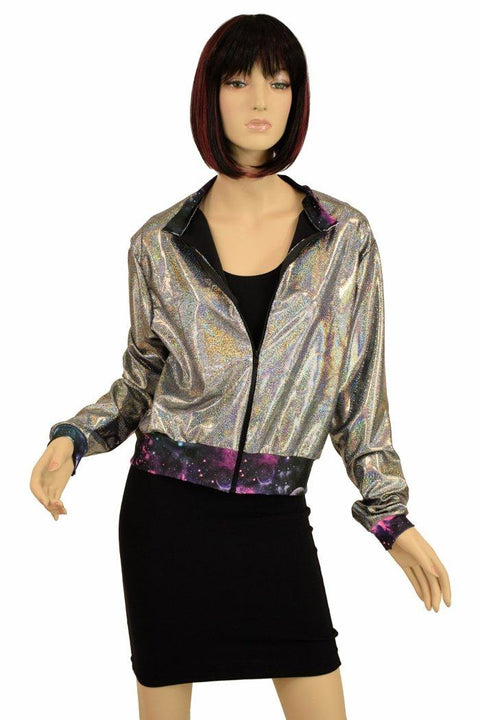 "Kimberly" Jacket in Silver Holo - Coquetry Clothing