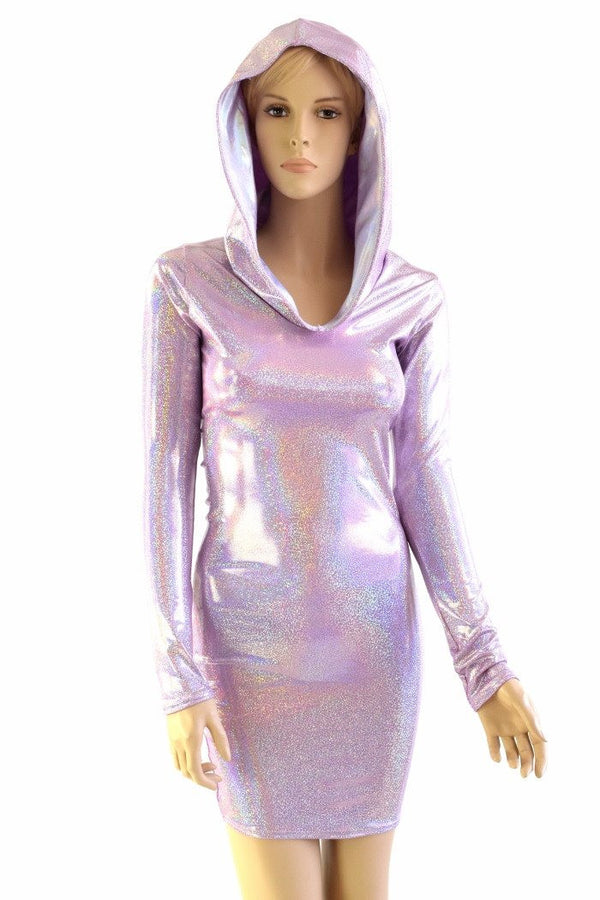 Lilac Long Sleeve Hoodie Dress - 1
