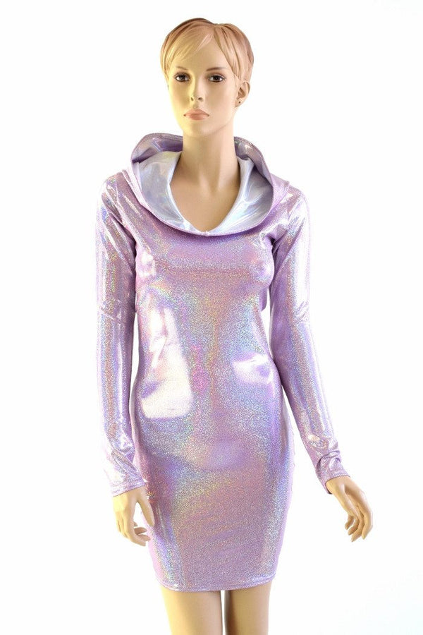 Lilac Long Sleeve Hoodie Dress - 2