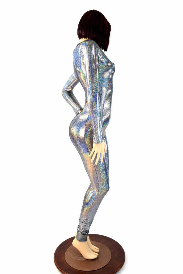 Silver Holographic Long Sleeve Catsuit - 4