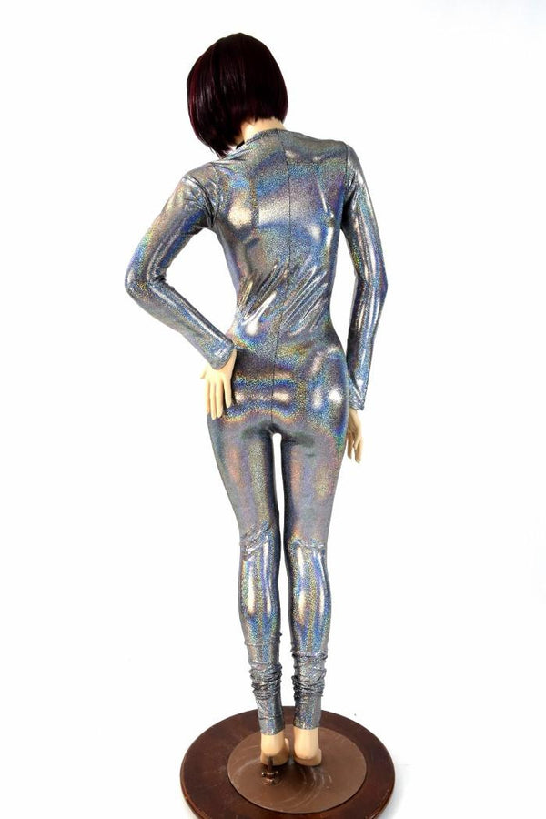 Silver Holographic Long Sleeve Catsuit - 3