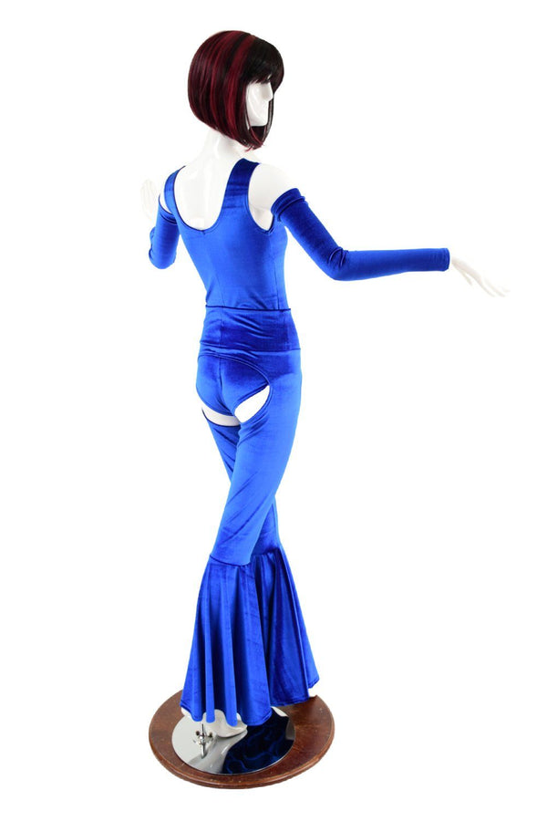 Sapphire Blue Velvet Chaps Outfit - 4