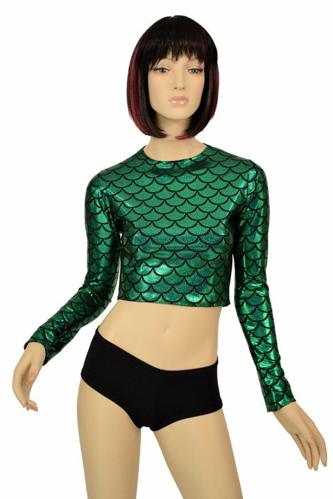 Green Dragon Crew Neck Crop Top - Coquetry Clothing
