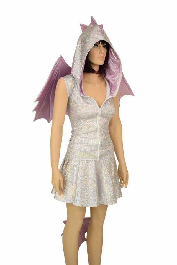 Silvery White Dragon Hoodie & Skirt Set (+Wings & Tail!) - 2