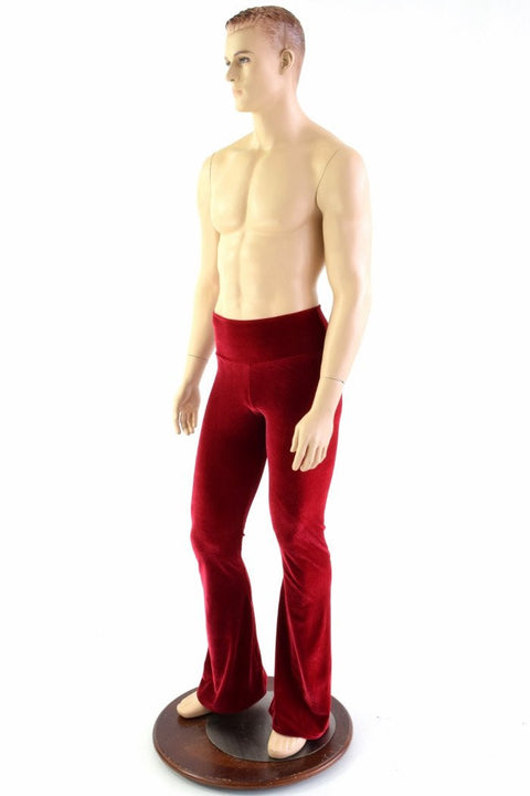 Mens Red Velvet Bootcut Pants - Coquetry Clothing