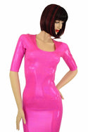 Pink Sparkly Half Sleeve Wiggle Dress - 2