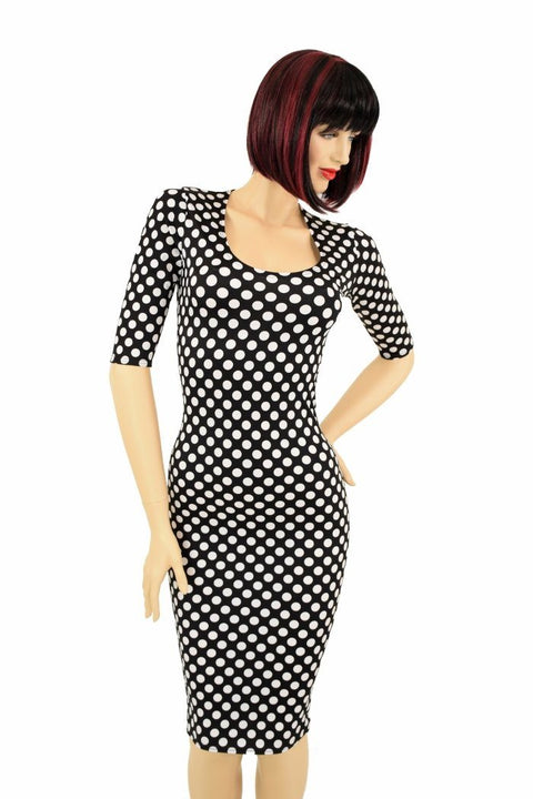 Black & White Polka Dot Wiggle Dress - Coquetry Clothing