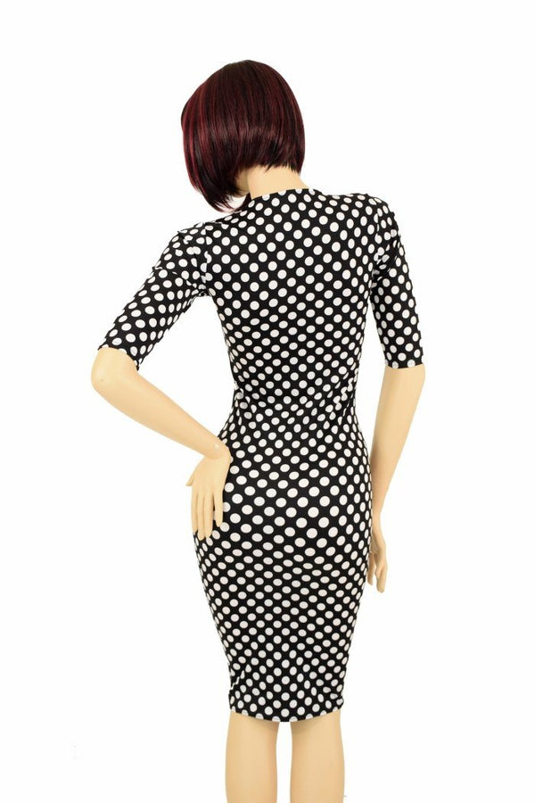 Black & White Polka Dot Wiggle Dress - 3