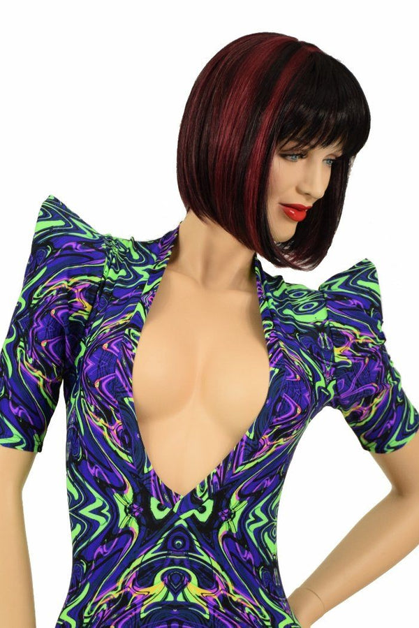 Neon Melt Sharp Shoulder Catsuit - 3