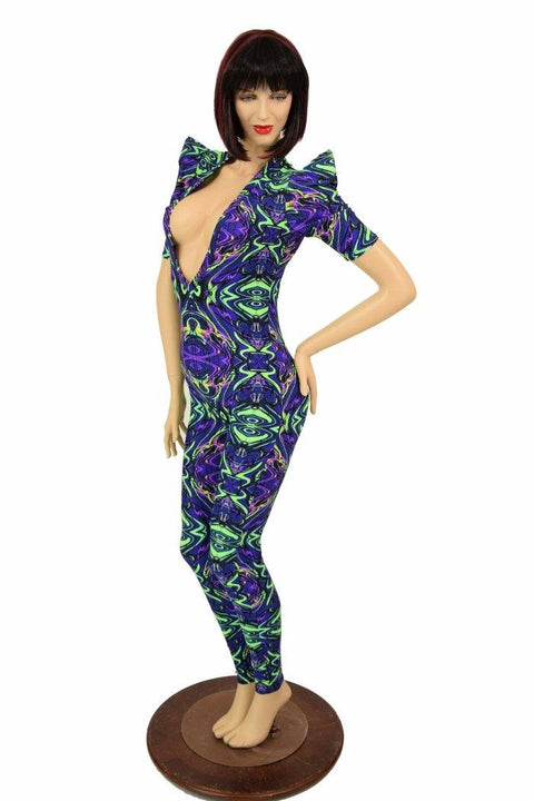 Neon Melt Sharp Shoulder Catsuit - Coquetry Clothing