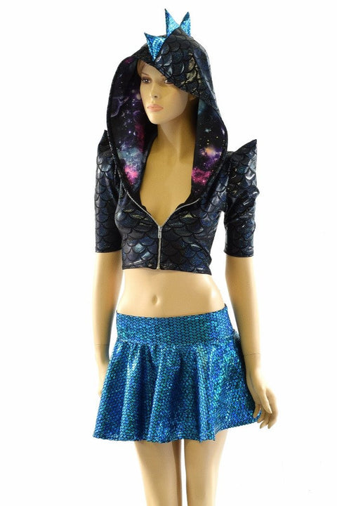 Black & Aquamarine Dragon Hoodie Skirt Set - Coquetry Clothing