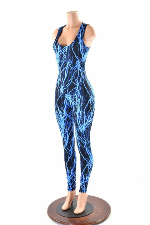 Blue Lightning Sleeveless Catsuit - Coquetry Clothing