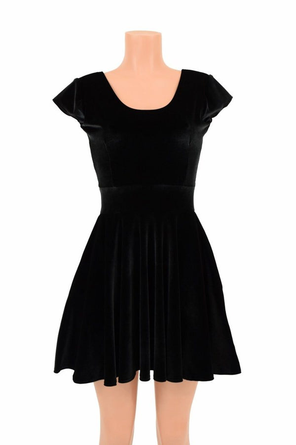 Black Velvet Skater Dress - 2
