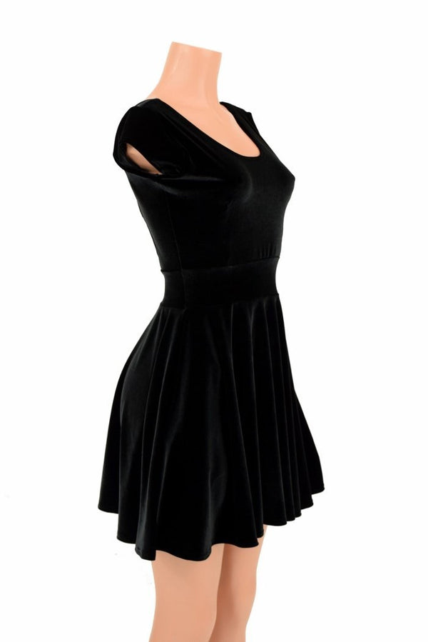 Black Velvet Skater Dress - 3