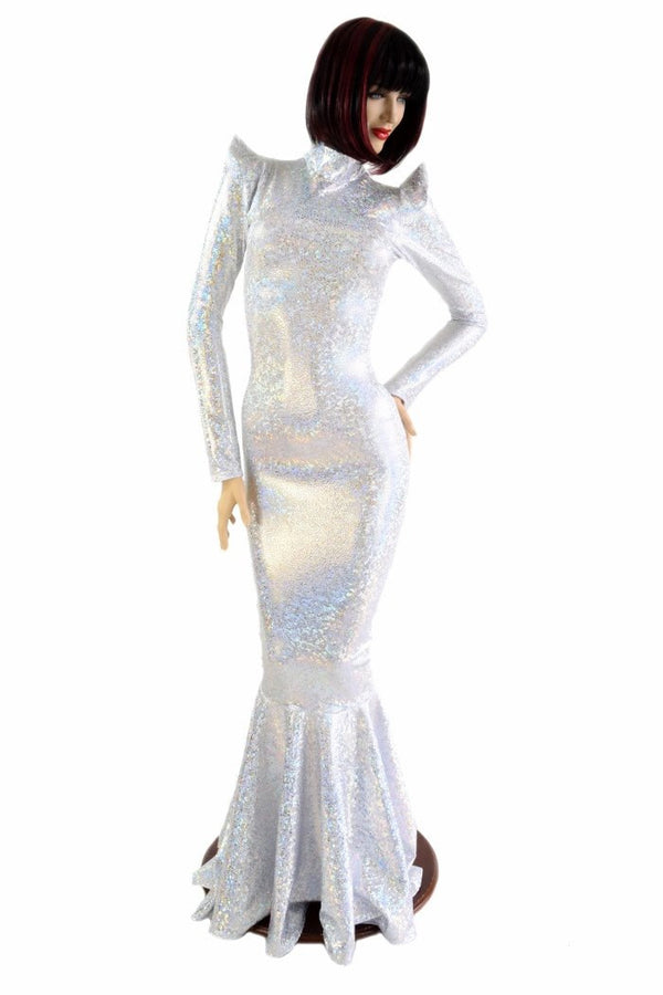 Silver on White Shattered Glass Gown - 1