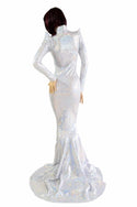 Silver on White Shattered Glass Gown - 2